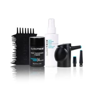 SURETHIK Starter Kit with Application Tools, Comes with 15g Hair Fiber (SANDY BLONDE), Fiber Holding Spray, Pump Applicator and Hairline Tool, 4 Piece Set