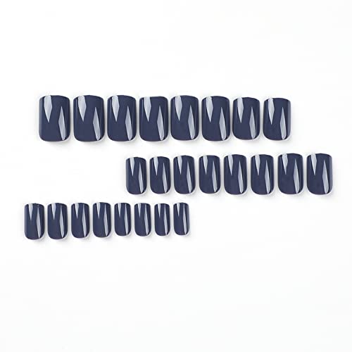 Dark Grey Press on Nails Medium Square,KXAMELIE Glossy Glue on Nails Acrylic Nails Press on with Solid Color Design Fake Nails Set for Women Girls Daily Wear in 24PCS - Image 3