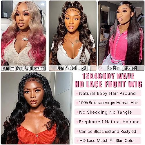 32 Inch 13x4 Body Wave 160 Density Human Hair Lace Front Wig with Baby Hair - Image 6