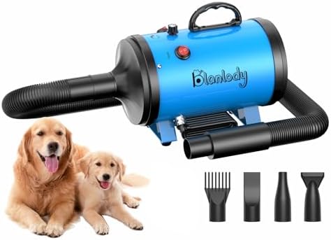 3200W 4.5HP High Velocity Dog Dryer for Large Breeds with Adjustable Speed and 4 Nozzles
