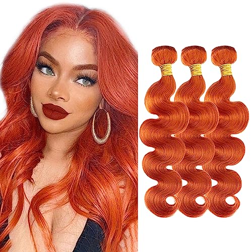 #350 Bundles Human Hair Ginger Body Wave Bundles Ginger Orange Human Hair Bundles 14 16 18 inch Peruvian Remy Orange Body Wave Bundles for Black Women