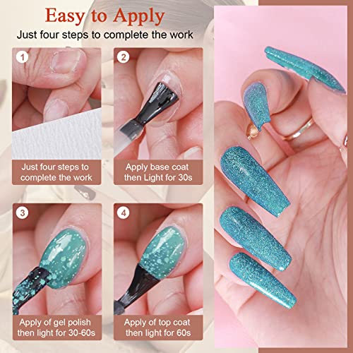 36 Colors Gel Nail Polish Kit with UV Light - Macaron Gel Polish Nail Kit wtih Base and Matte Glossy Top Coat,Blue Black Yellow Glitter Gel Polish Kit with 48W LED Nail Lamp and Manicure Tool for Diy Home, Gift for Women - Image 8