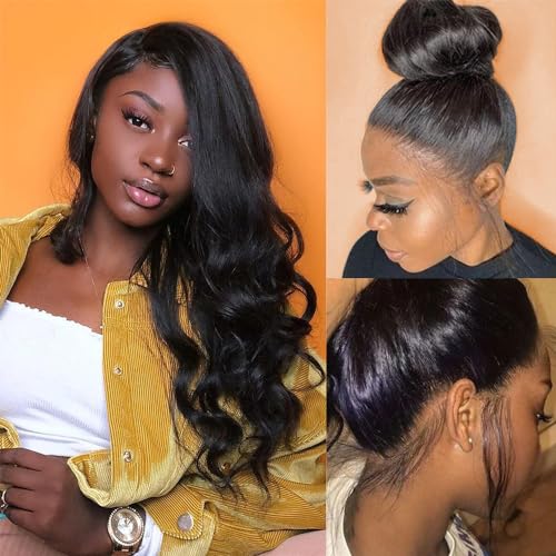 360 Body Wave Lace Front Wigs Human Hair 150% Density Pre Plucked Natural Hairline with Baby Hair, Glueless 360 Full Lace Wigs Transparent Lace Front Wigs For Women Natural Color(20inch)