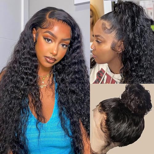 22 Inch Deep Wave Human Hair 360 Lace Front Wig for Black Women with Baby Hair