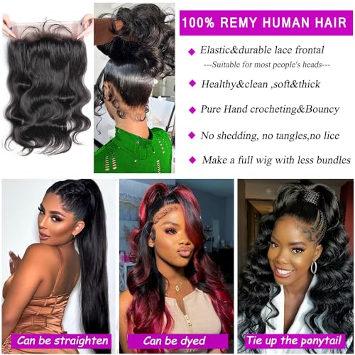 14 Inch 150% Density Remy Human Hair Body Wave 360 Lace Frontal Closure - Image 4
