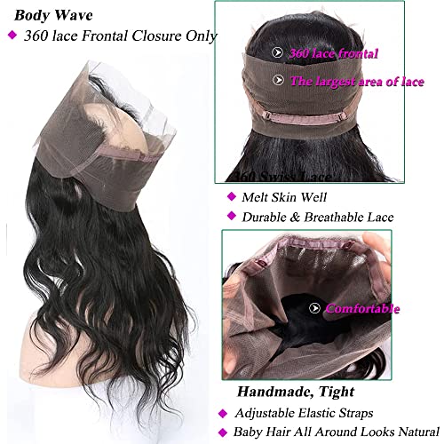 14 Inch 150% Density Remy Human Hair Body Wave 360 Lace Frontal Closure - Image 3