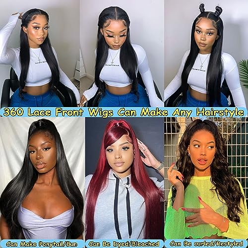 360 Straight Lace Front Wigs Human Hair pre plucked with Baby Hair 180% Density HD Transparent Glueless Wigs Human Hair for Woman Can Make Ponytail and Bun Full Lace Human Hair Wigs 20 Inch… - Image 7
