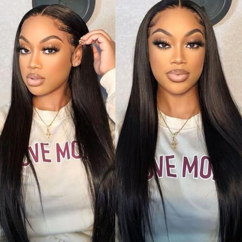 360 Straight Lace Front Wigs Human Hair pre plucked with Baby Hair 180% Density HD Transparent Glueless Wigs Human Hair for Woman Can Make Ponytail and Bun Full Lace Human Hair Wigs 20 Inch… - Image 2