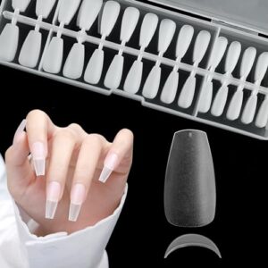 360 Long Matte Soft Gel Coffin Full Cover Acrylic Nail Tips - 15 Sizes