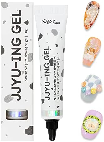3D Embossing JJYU-ING Gel for Nail Art, Glitter Silver 10g(0.35oz) 3D Nail Polish Gel alternatives Embossed Character Nail Art Design Color Drawing DIY at Home Made in Korea