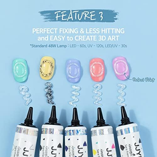 3D Embossing JJYU-ING Gel for Nail Art, Glitter Silver 10g(0.35oz) 3D Nail Polish Gel alternatives Embossed Character Nail Art Design Color Drawing DIY at Home Made in Korea - Image 4