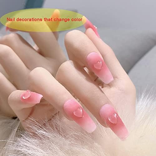 3D Heart Nail Art Charms 300 Pcs Mix 4/6/8 MM UV Light Color Change Resin Peach Heart Rhinestone Gems Crystal Jewelry Acrylic Nail Supplies for Women Craft DIY Nail Decoration Accessories - Image 4