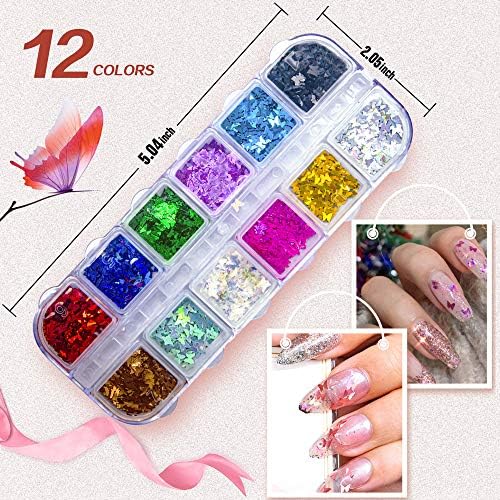 3D Holographic Butterfly Nail Glitter 24 Color/Set Butterfly Nail Glitter Sequins Laser Butterfly Nail Sequin Acrylic Paillettes for Nail Art Decoration & DIY Crafting - Image 3