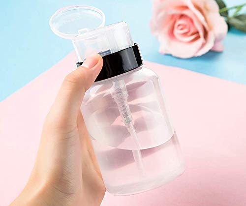 3Pcs 200ml/6.8oz Push Down Empty Lockable Pump Dispenser Bottle for Nail Polish and Makeup Remover Facial Toner Portable Travel Refillable Plastic Clear Cosmetic Container with Black Flip Top Cap - Image 2