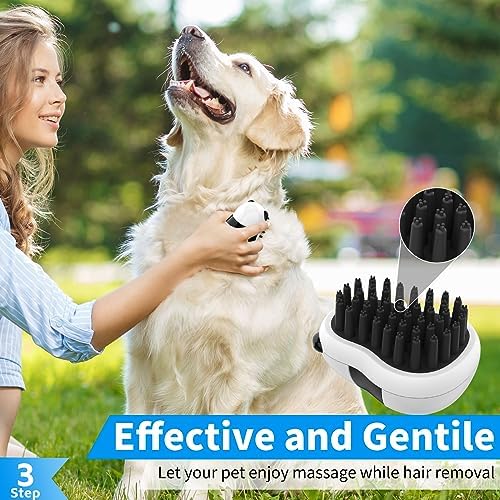 3 Piece Pet Bath Brush Set for Short and Long Hair Dogs Blue/White - Image 4