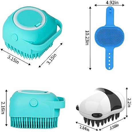 3 Piece Pet Bath Brush Set for Short and Long Hair Dogs Blue/White - Image 6