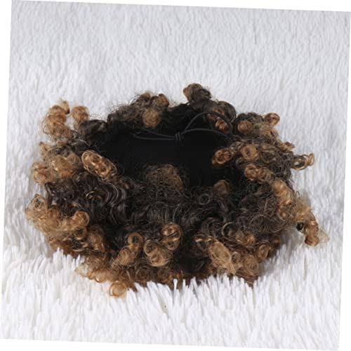 3pcs Fluffy Hair Buds Afro Hair Wigs Synthetic Afro Wigs Short Kinky Curly Human Hair Wig African Short Wigs Ponytail Wigs Afro Curly Fake Hair Bun Headband Wigs American Hairball - Image 5