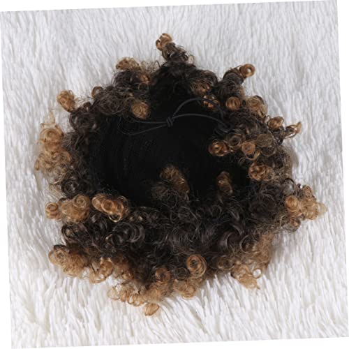 3pcs Fluffy Hair Buds Afro Hair Wigs Synthetic Afro Wigs Short Kinky Curly Human Hair Wig African Short Wigs Ponytail Wigs Afro Curly Fake Hair Bun Headband Wigs American Hairball - Image 3