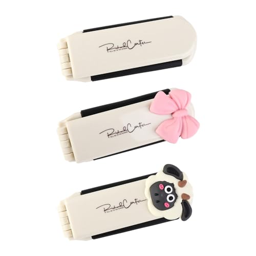 3pcs Foldable Hair Brush Anti-Static Square 2-In-1 Comb Mirror Set Portable Cute Pocket Mirror Massage Comb Makeup Tool(Multicolor)