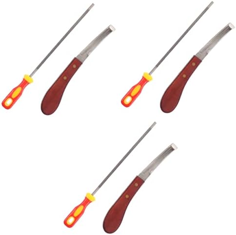 3pcs Hoof Trimmer Manicure Tools Goat Nail Clippers Nail Accessories Wear-resistant Hoof Professional Hoof Cutter Honing Rod Horse Stainless Steel Wood Saddlery Supplies