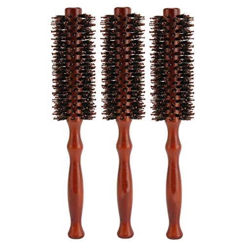 3pcs Round Hair Brush,Wooden Handle High Temperature Resistant Round Curling Styling Hair Brush,Lightweight Round Hair Brush for Precise Styling and Manageable Hair