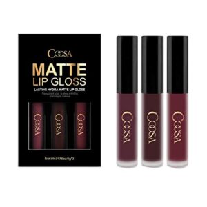 3 Piece Waterproof Matte Lipstick Set Rich Colors Long-Lasting Wear 10g