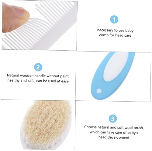 3pcs Wool Brush Home Baby Bath Brush Home Baby Shower Brush Baby Hair Brush Cleaning Shower Cleaning Scrubbers Shower Baby Natural Bristle Comb Wooden Newborn - Image 8