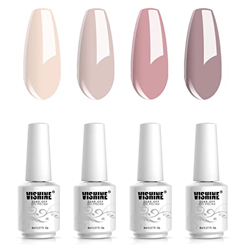 4 Nude Pastel Gel Polish Set 8ml Long-Lasting Nail Color for Beautiful Manicures - Image 2