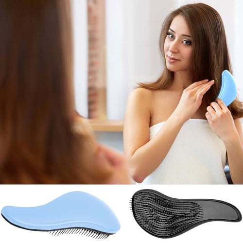 4-Pack Detangle Hair Brush Women - Mens Hair Brush Professional No Pain Detangler Hairbrush for Girls Boys Kids Toddlers Bristle Brush Hair Wet, Curly Hair Brush Men Hair brush Tangle Teaser Comb, Tan - Image 6