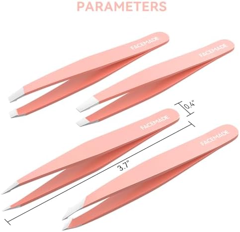 4 Pack Tweezers Set - Professional Stainless Steel Tweezers for Men and Women, Precision Eyebrow Tweezers for Facial Hair, Chin, and Ingrown Hair Removal (Pink) - Image 5