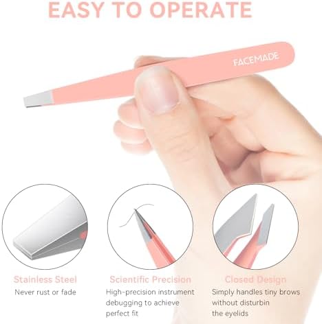 4 Pack Tweezers Set - Professional Stainless Steel Tweezers for Men and Women, Precision Eyebrow Tweezers for Facial Hair, Chin, and Ingrown Hair Removal (Pink) - Image 6