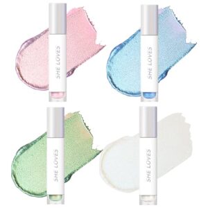 4 Piece Glitter Eyeshadow Set for Women Girls Vibrant Colors Long-Lasting Formula
