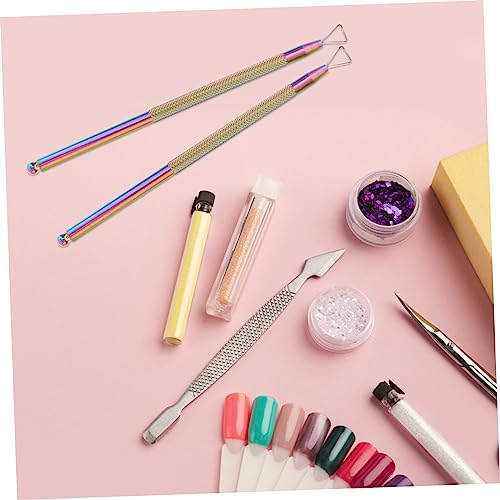 4 Pcs Nail Art Scraper Gel Nail Remover Polish Remover Tool Cuticle Remover Scraper Pusher Manicure Tool Stainless Steel Nail Pusher Pooper Scooper Metal Push Hands Nail Polish - Image 3