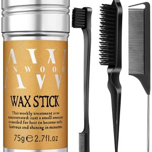 4-Piece All Hair Type Styling Set: Brushes, Combs, and Wax Stick