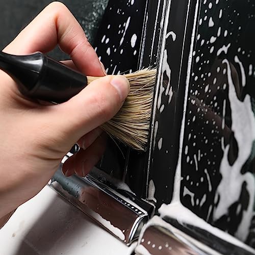 4-Piece Soft Boars Hair Detailing Brush Set for Car Interior and Exterior Cleaning - Image 6