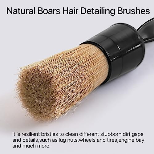 4-Piece Soft Boars Hair Detailing Brush Set for Car Interior and Exterior Cleaning - Image 5