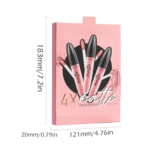4-Piece Waterproof Long-Wear Lipstick Set with Lip Gloss, Liner, Stain, and Glaze - Image 3