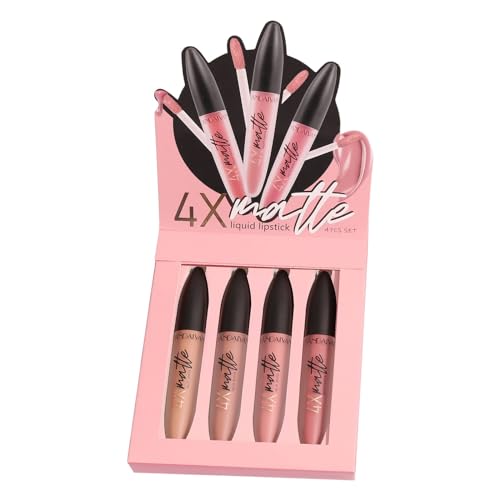 4-Piece Waterproof Long-Wear Lipstick Set with Lip Gloss, Liner, Stain, and Glaze - Image 2