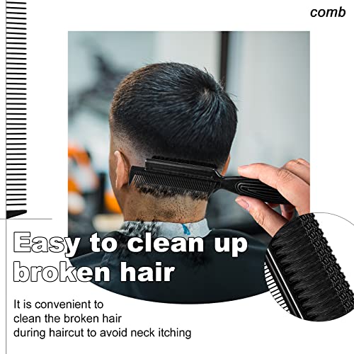 4 Pieces Barber Fade Brush 2-In-1 Fading Brush Nylon Clipper Brush Barber Brush with Comb Barber Blade Brush Neck Beard Brush Hair Clipper Brush Styling Brush Tool for Men (Black) - Image 5
