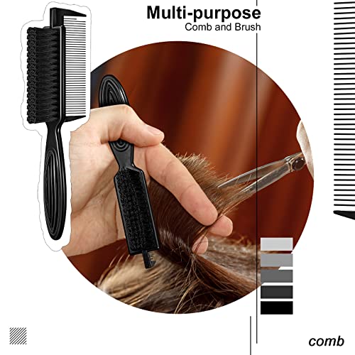 4 Pieces Barber Fade Brush 2-In-1 Fading Brush Nylon Clipper Brush Barber Brush with Comb Barber Blade Brush Neck Beard Brush Hair Clipper Brush Styling Brush Tool for Men (Black) - Image 7