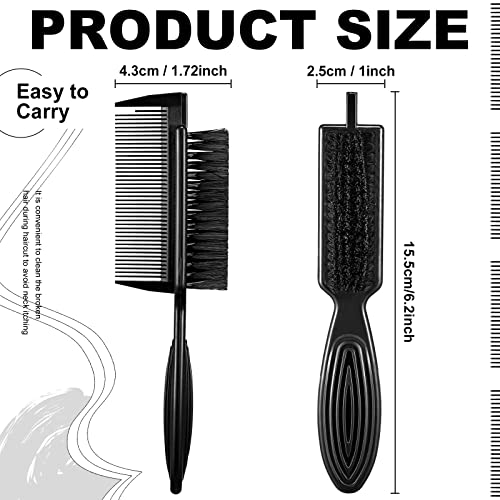 4 Pieces Barber Fade Brush 2-In-1 Fading Brush Nylon Clipper Brush Barber Brush with Comb Barber Blade Brush Neck Beard Brush Hair Clipper Brush Styling Brush Tool for Men (Black) - Image 2