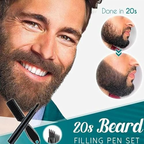 4 Points Multi-Used Pen,4 Points Multi-Used Waterproof Beard Filling Pen Kit,3D Waterproof Microblading Eyebrow Pen,Beard Pen Filler Kit Waterproof Pencil for Men With Micro Fork Tip (Black) - Image 2