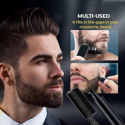 4 Points Multi-Used Pen,4 Points Multi-Used Waterproof Beard Filling Pen Kit,3D Waterproof Microblading Eyebrow Pen,Beard Pen Filler Kit Waterproof Pencil for Men With Micro Fork Tip (Black) - Image 3