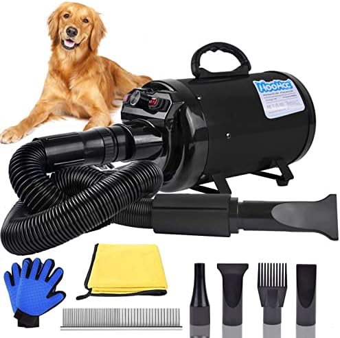 4.5HP Pet Grooming Dog Dryer with Adjustable Speed, Heat Control, 4 Nozzles, Comb, Towel, Glove