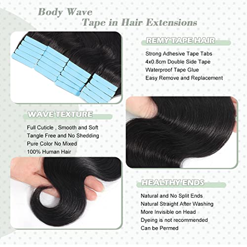 40pcs 22 Inch 100g Body Wave Tape-In Real Human Hair Extensions for Black Women - Image 3