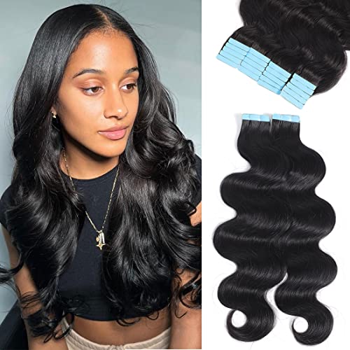 40pcs 22 Inch 100g Body Wave Tape-In Real Human Hair Extensions for Black Women