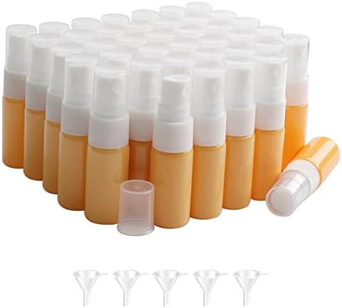 40Pcs 10ml Orange Glass Spray Bottles - Mini Refillable Perfume Atomizer Spray Bottles Mist Sprayer for Cleaning- Small Travel Size Empty Bottles for Fragrance, Essential Oil