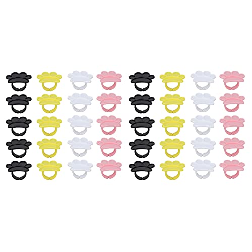 40pcs Nail Polish Ring Palette Nail Glue Holder Rings Plastic Salon Wearable Nail Palette Ring Palette Nail Polish Holder Set for Beauty Personal Care