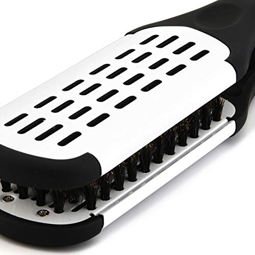 White Double-Sided Boar Bristle Hair Brush Comb with Clamp for Straightening and Styling - Image 8