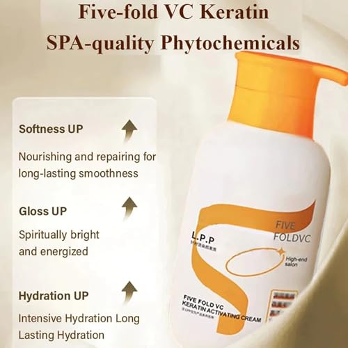 Vitamin c Meringue Repair Cream - Vitamin C Protein Hair Repair Cream, Five Fold VC Keratin Activating Cream, Vitamin C Hair Conditioner Repair Frizzy Dry Hair Smooth Silky Hair Mask (2Pcs) - Image 2